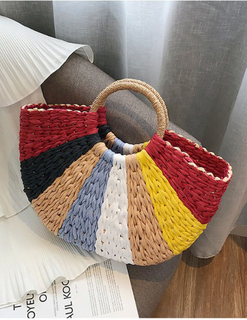 Fashion Color Large Can Only Be Carried By Hand Large Capacity Paper Cord Braided Clutch