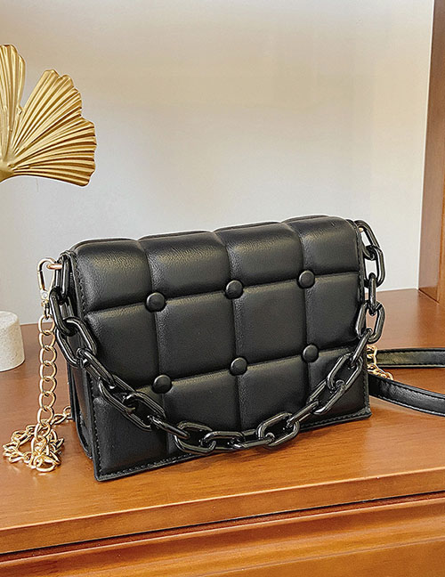 Fashion Black Pu Geometric Flap Crossbody Bag
