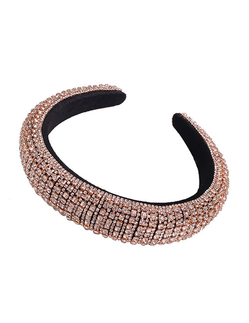 Fashion Gold Alloy Diamond Wide-brimmed Headband