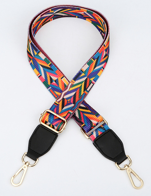 Fashion Colorful Black Default Gold Color Hook Nylon Geometric Print Wide Diagonal Shoulder Strap