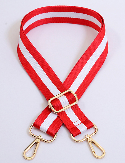 Fashion Red With White Gold Hook Polyester Print Geometric Diagonal Wide Straps