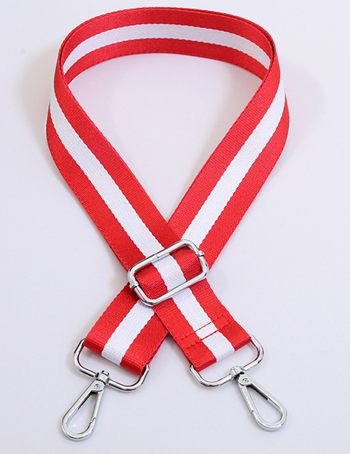 Fashion Red With White Silver Hook Polyester Print Geometric Diagonal Wide Straps