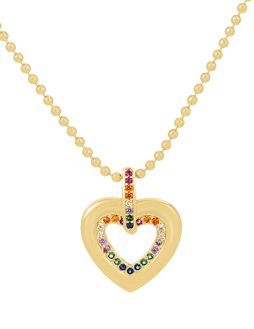 Fashion Gold Bronze Zircon Heart Necklace