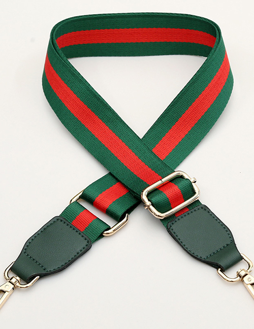 Fashion Red And Green Stripes With Dark Green Polyester Print Geometric Diagonal Wide Straps