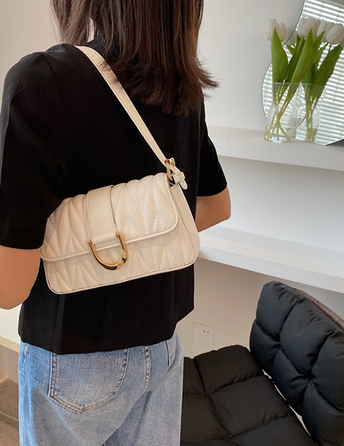 Fashion White Pu Rhombus Flap Crossbody Bag
