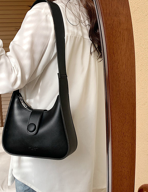 Fashion Black Pu Large Capacity Messenger Bag
