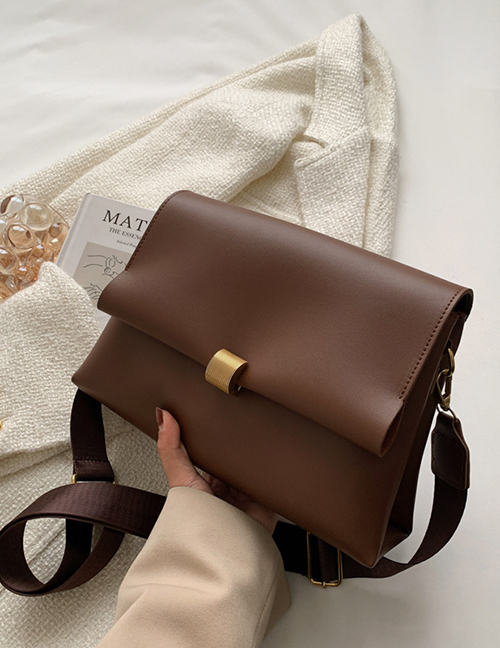 Fashion Brown Pu Soft Leather Flap Crossbody Bag