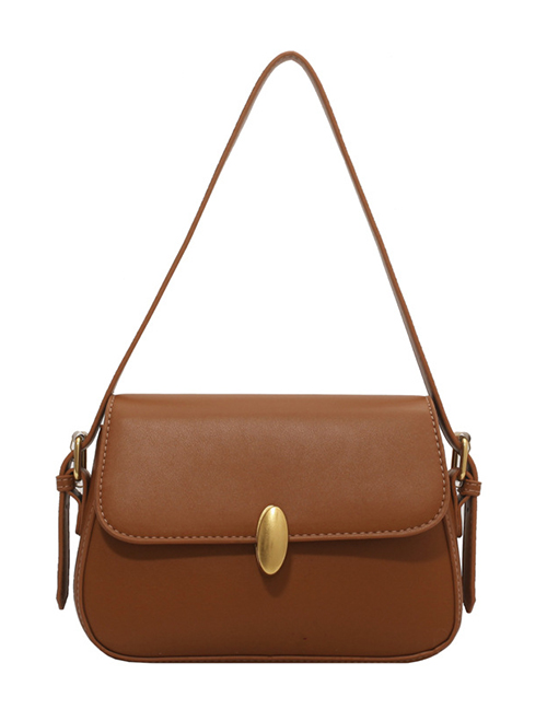 Fashion Brown Pu Flap Diagonal Bag