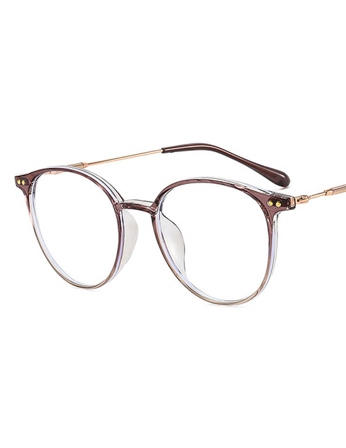 Fashion Gradual Brown Tr90 Large Frame Flat Glasses Frame