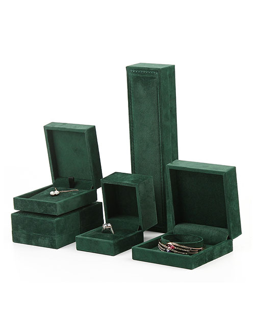 Fashion Dark Green [flannel Style] Bracelet Box Car Thread Thick Edge Flannel Jewelry Box