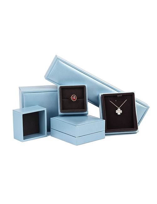 Fashion Sky Blue Pendant Box Pu Brushed Jewelry Box