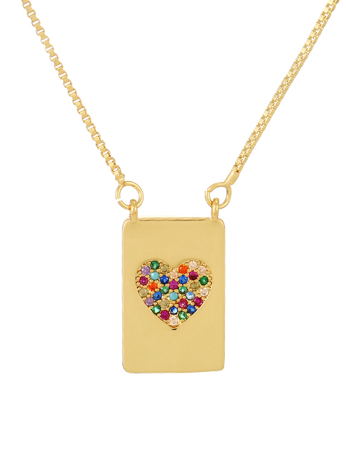 Fashion Color-4 Bronze Zircon Heart Necklace