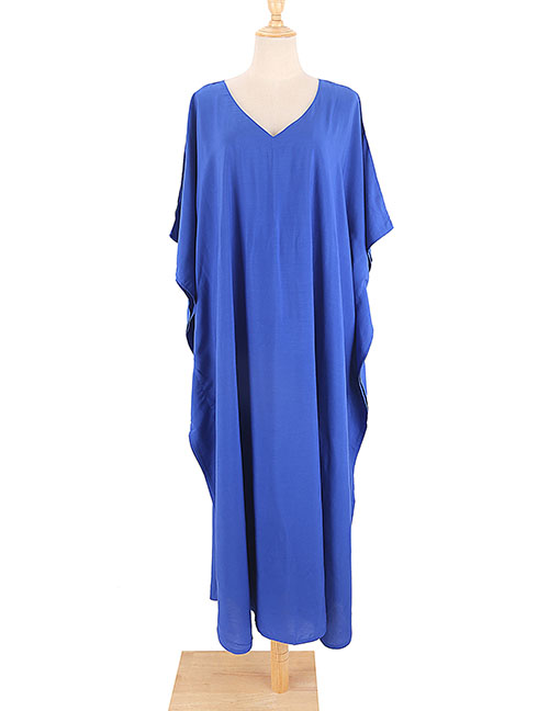 Fashion Blue Blouse (zs1855-2) V-neck Ruffle Blouse