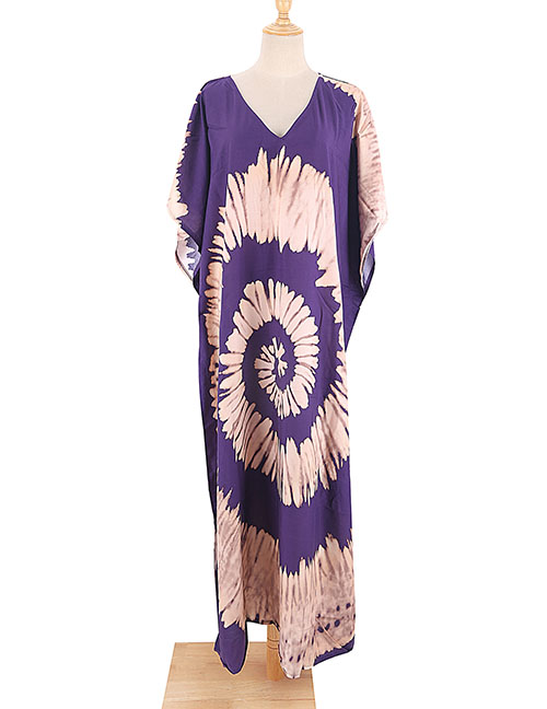 Fashion Purple Bottom Swirl (zs1817-4) Rayon Print Blouse