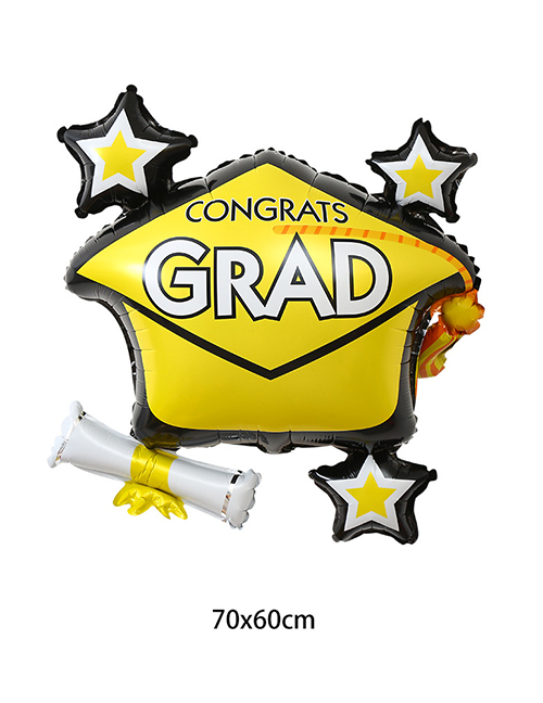 Fashion Graduation Season Yellow Irregular Aluminum Film Balloon With Geometric Printing