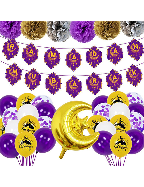 Fashion Eid Al-fitr Set 1 Geometric Alphabet Pull Flag Latex Balloons Set