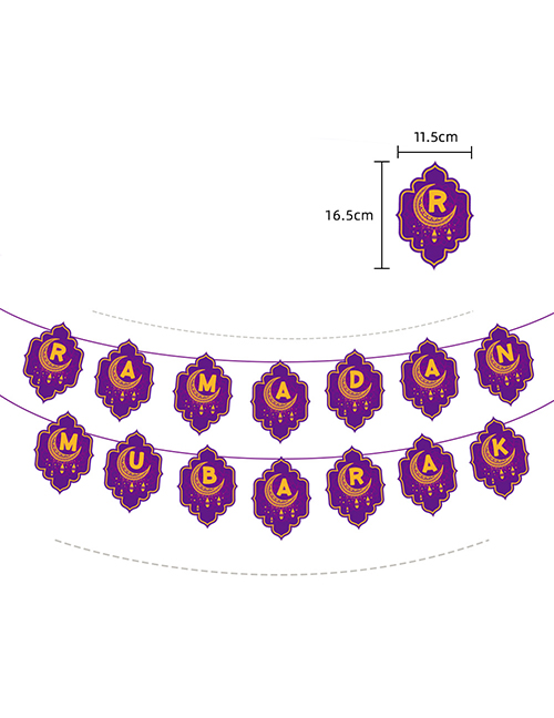Fashion Eid Al-fitr Purple Pull Flag Geometric Alphabet Pull Flag Latex Balloons Set