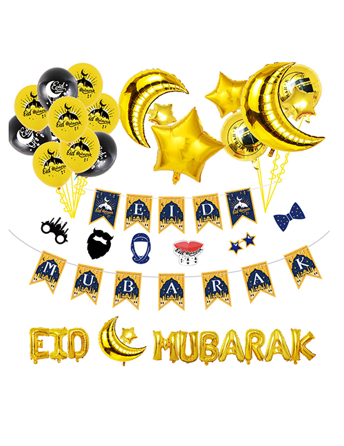 Fashion Eid Al-fitr Set 1 Geometric Alphabet Pull Flag Latex Balloons Set