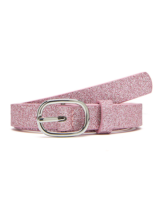 Fashion Pink Pu Japanese Buckle Fluorescent Wide Belt