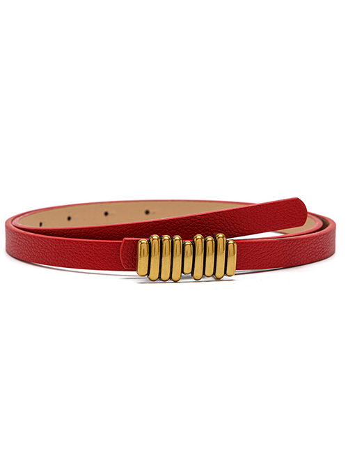 Fashion Red Caterpillar Buckle Thin Belt