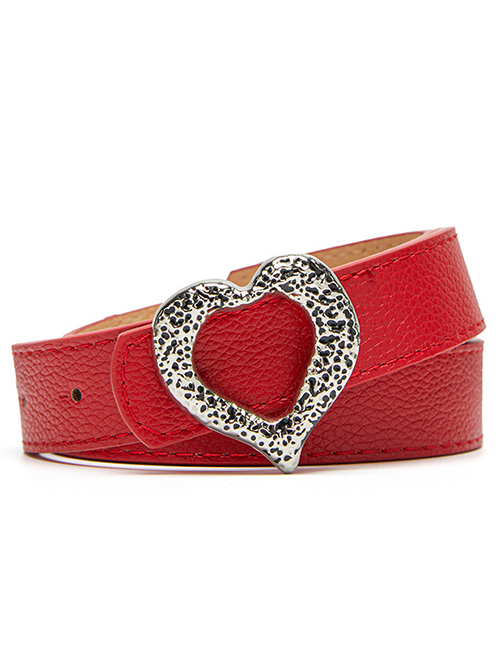 Fashion Red Heart Buckle Pu Wide Belt