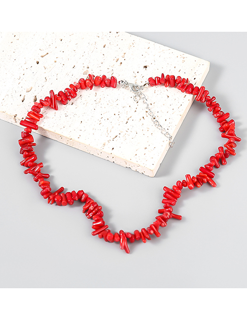 Fashion Red Alloy Colorful Irregular Beaded Necklace