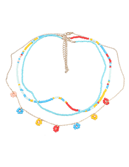 Fashion Three-piece Set Alloy Rice Beads Beaded Braided Flower Necklace Set