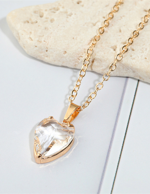 Fashion Transparent Heart Necklace Geometric Zirconium Heart Necklace