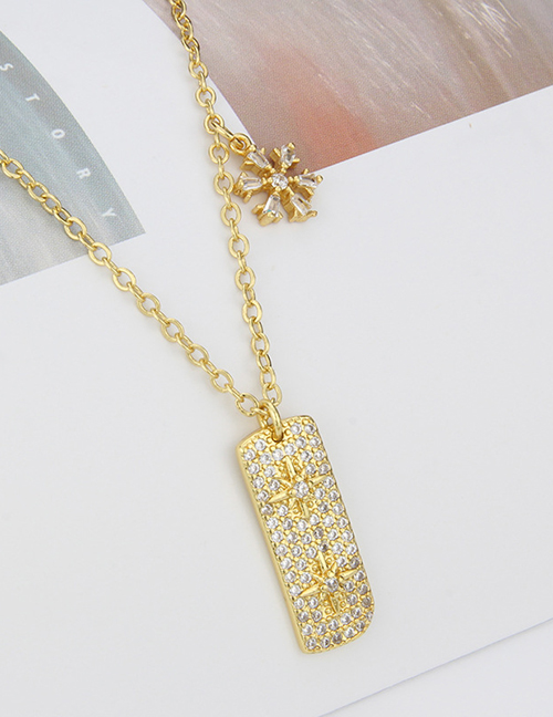 Fashion Gold Brass Diamond Star Tag Necklace