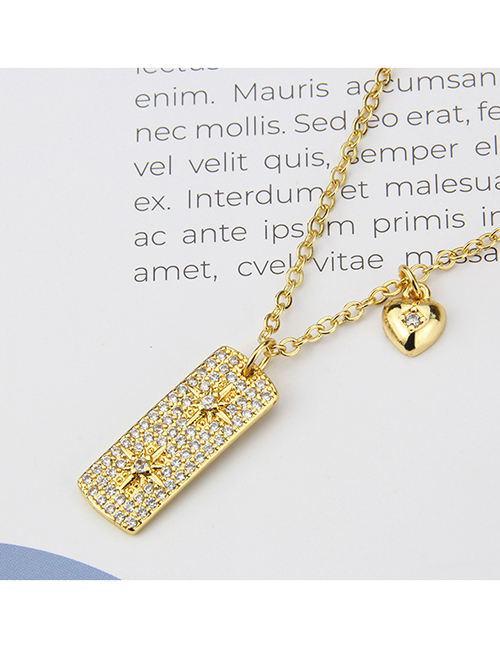 Fashion Gold Bronze Zirconium Heart Tag Necklace