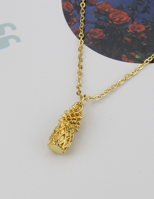 Fashion Gold Brass Gold Plated Zirconium Pineapple Necklace
