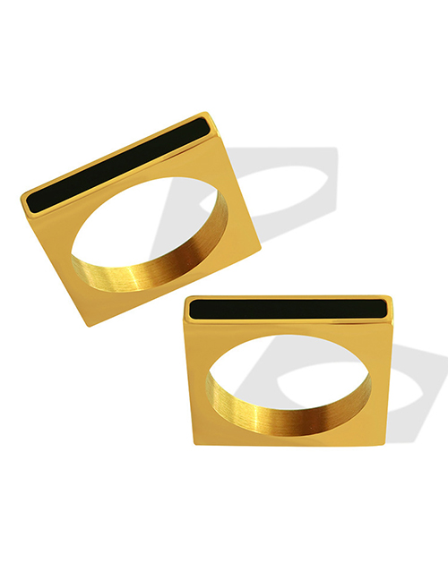 Fashion Gold Titanium Round Square Ring