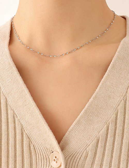 Fashion X500-steel Necklace-38+5cm Titanium Steel Gold Plated Twist Thin Necklace