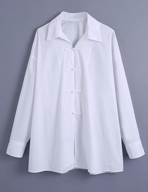 Fashion White Woven Button-down Lapel Shirt