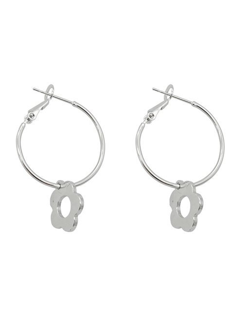 Fashion Silver Alloy Flower Earrings
