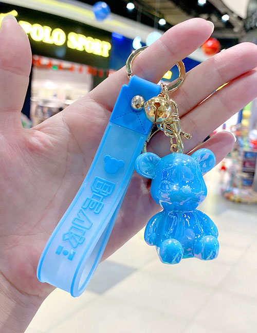 Fashion Blue Bear Electroplating Bear Magic Keychain