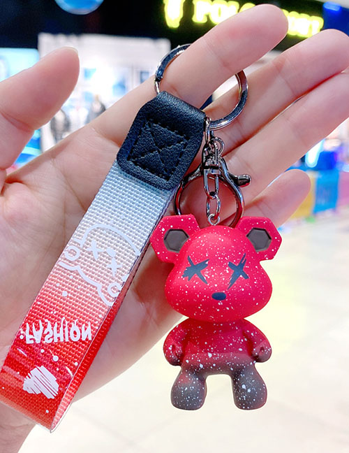 Fashion Red Cartoon Resin Color Changing Bear Keychain