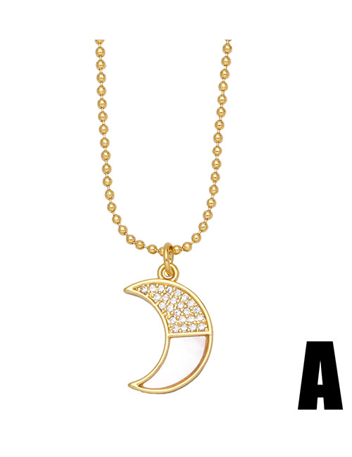 Fashion A Bronze Zirconium Shell Star Moon Necklace