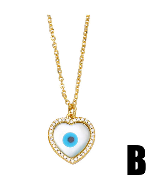 Fashion B Bronze Zirconium Heart Eye Necklace