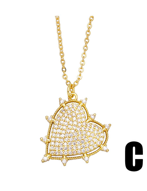 Fashion C Bronze Zirconium Heart Necklace