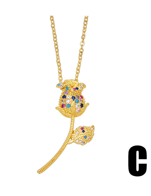 Fashion C (color Zirconium) Bronze Rose Necklace With Diamonds