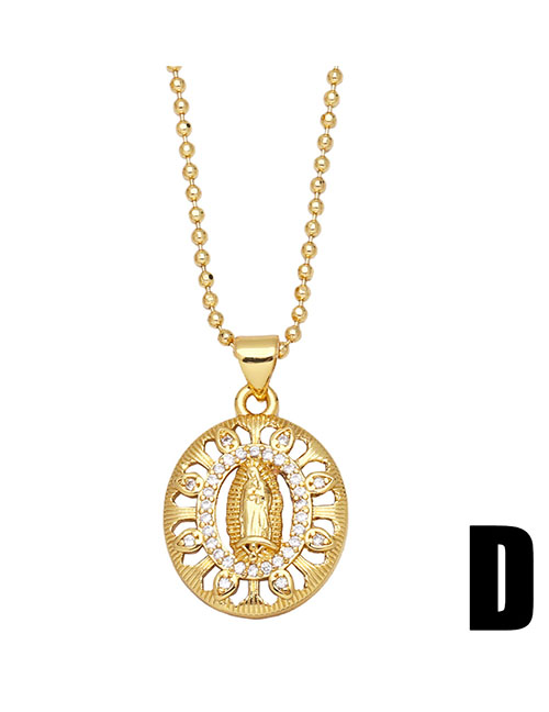 Fashion D Bronze Virgin Mary Necklace With Diamonds