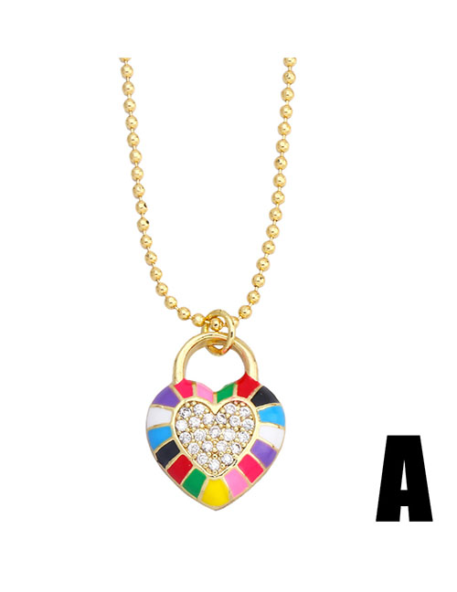 Fashion A Brass And Diamond Rainbow Heart Necklace