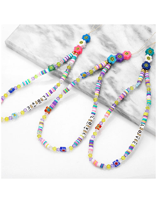Fashion Random Color Geometric Alphabet Beads Colorful Ceramic Phone Chain