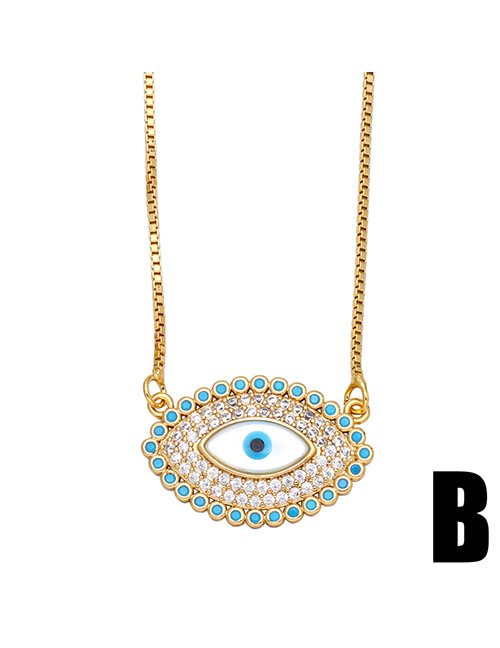 Fashion B Bronze Zirconium Eye Necklace