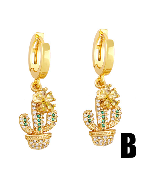 Fashion B Copper Diamond Cactus Earrings