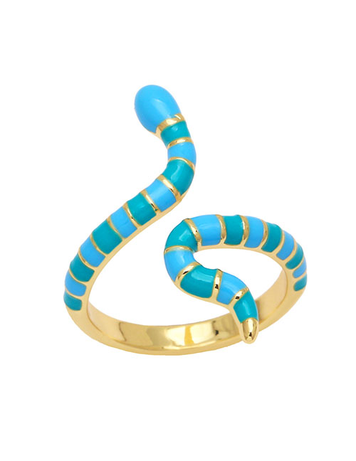 Fashion Blue-green Copper Drip Oil Snake Ring