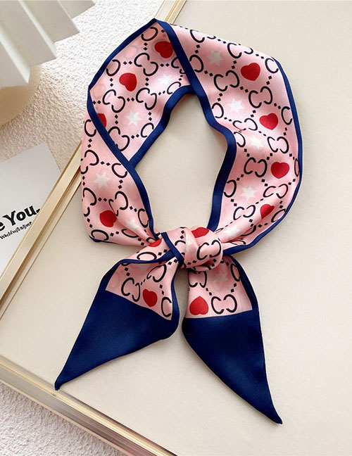 Fashion 19 Double C Heart Star Powder Geometric Print Knotted Scarf