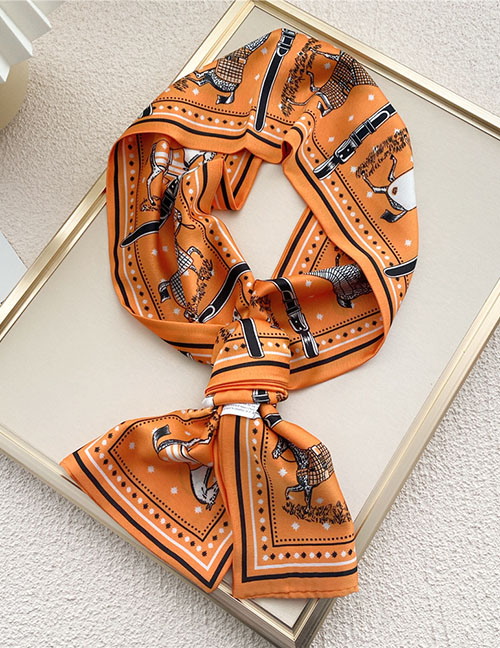 Fashion 3 Star Horse Belt Orange Geometric Print Knotted Scarf