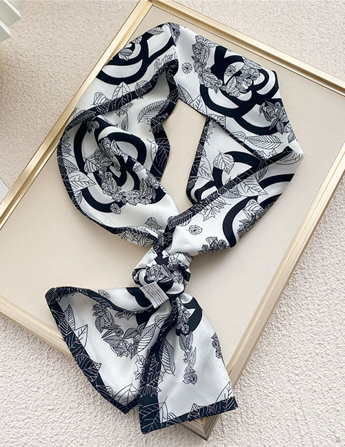 Fashion 17 Rose Leaves Geometric Print Knotted Scarf